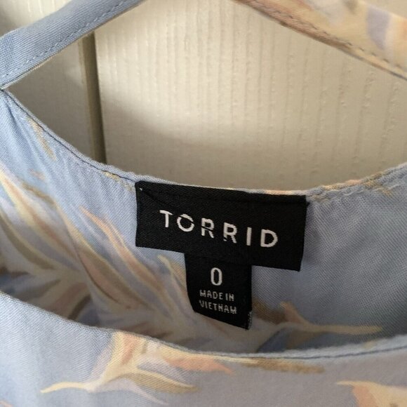 Torrid Light Blue Feather Challis Tie Midi Dress 0 Women’s Large - Picture 10 of 16